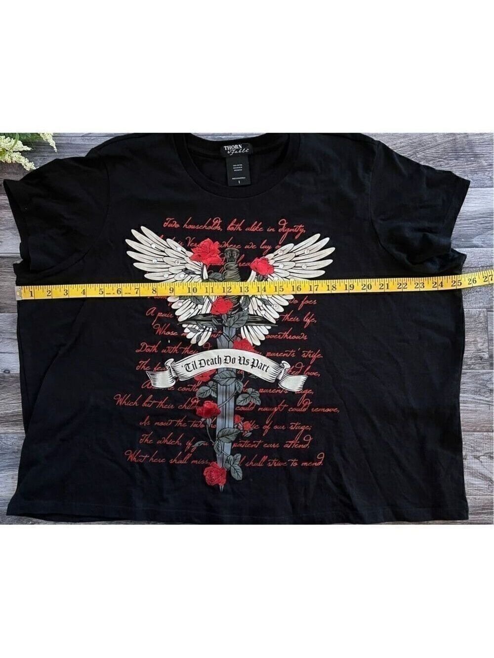 Dark Romance Winged Dagger Boxy Girls Crop T-Shirt Plus Size 1 - Picture 5 of 7